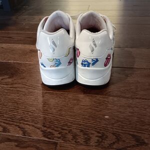 Kids White Sneakers with Colorful Lip Print